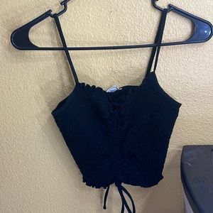 M Black Aeropostale Ruffle Crop Top with an adjustable front